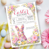 Sweet Flower Bunny Rabbit Easter Egg Hunt Lunch Kaart