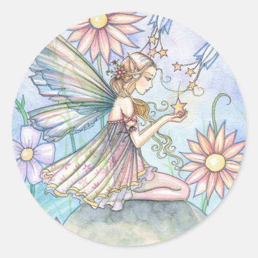 Sweet Flower Fairy Art van Molly Harrison Ronde Sticker (Voorkant)