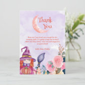 Sweet Flower Pumpkin Witch Baby shower Bedankkaart (Staand voorkant)