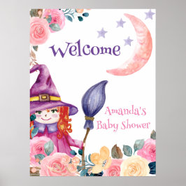 Sweet Flower Witch Baby shower Welkom Poster