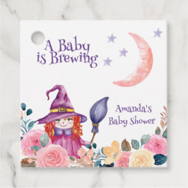 Sweet Flower Witch Cauldron Baby Brewing Shower Bedankjes Labels