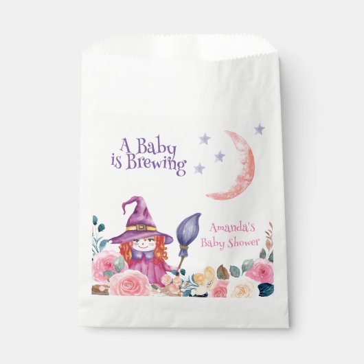 Sweet Flower Witch Cauldron Baby Brewing Shower Bedankzakje (Voorkant)