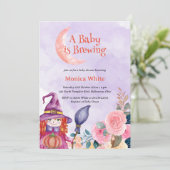 Sweet Flower Witch Cauldron Baby Brewing Shower Kaart (Staand voorkant)