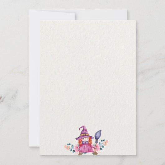 Sweet Flower Witch Cauldron Baby Brewing Shower Kaart (Achterkant)