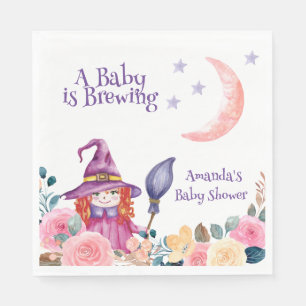 Sweet Flower Witch Cauldron Baby Brewing Shower Servet