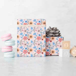Sweet Flowers & Little Hearts Wrapping Paper Roll Cadeaupapier