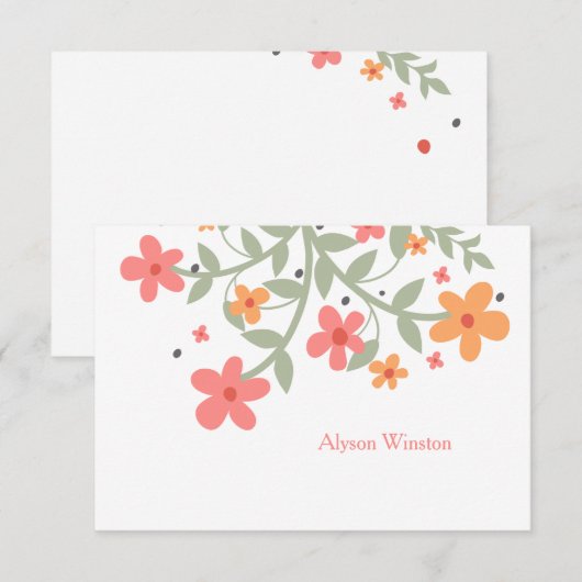Sweet Flowers Personalized Notecard Notitiekaartje (Voorkant / Achterkant)