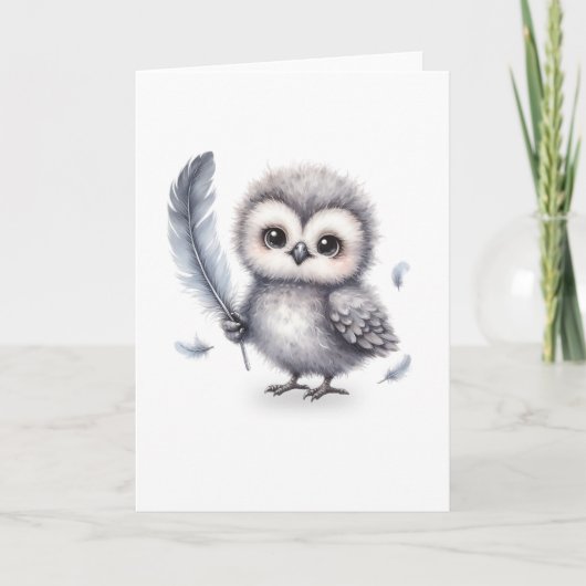 Sweet Fluffy Owl Wenskaart voor doordachte notitie Kaart (Voorkant)
