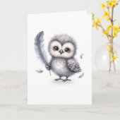 Sweet Fluffy Owl Wenskaart voor doordachte notitie Kaart (Gele Bloem)