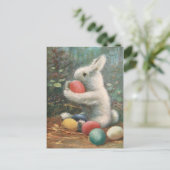 Sweet Fluffy  paasbunny en geverfde eieren Briefkaart (Staand voorkant)