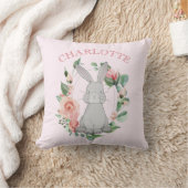 Sweet Forest Animal Grey Bunny Pink Floral Girl Kussen (Deken)