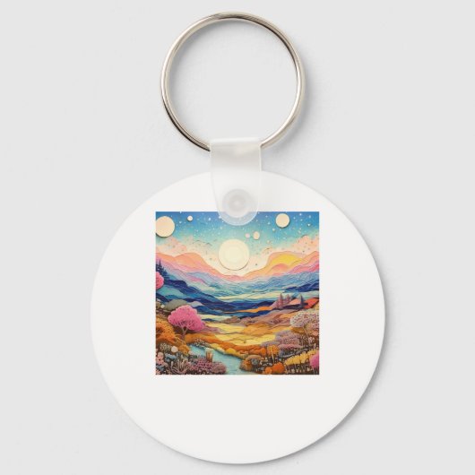 Sweet Forest Psychedelic Landscapes Sublime Natuur Sleutelhanger (Voorkant)