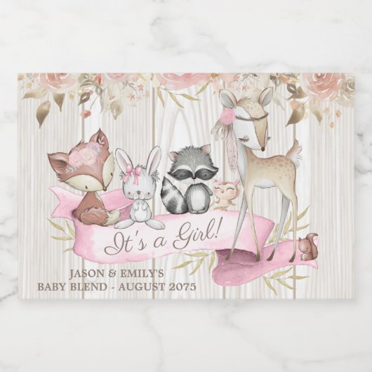 Sweet Forest Woodland Animal Mini Mousserende Wijn Sparkling Wijnetiket (Enkel label)