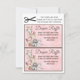 Sweet Forest Woodland Girls Diaper Raffle Insert Kaart