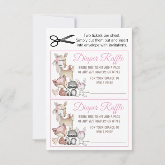 Sweet Forest Woodland Meisjes Luier Raffle Kaart (Voorkant)
