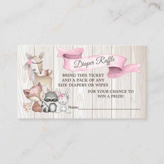 Sweet Forest Woodland Meisjes Luier Raffle Visitekaartje (Voorkant)