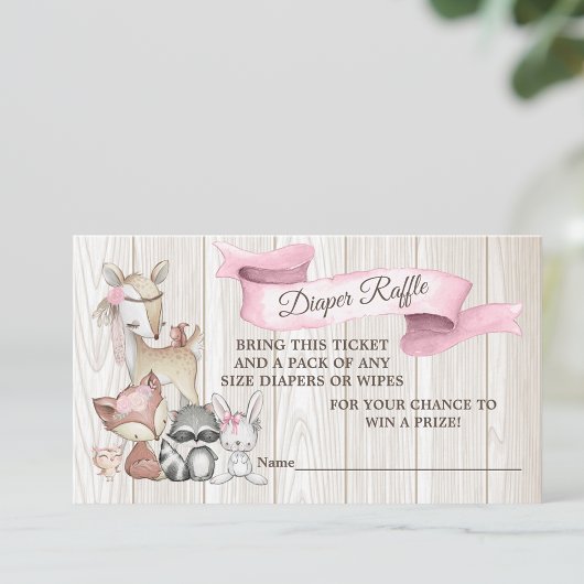 Sweet Forest Woodland Meisjes Luier Raffle Visitekaartje