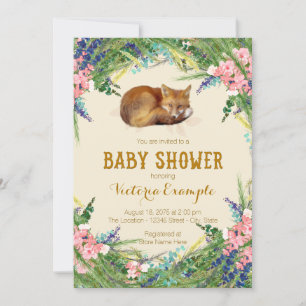 Sweet Fox Baby shower Kaart