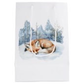 Sweet Fox Blue Christmas Snowflakes Medium Cadeauzakje (Achterkant)