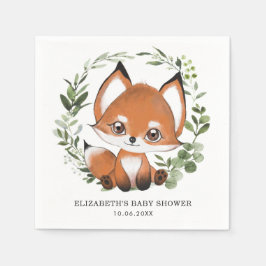 Sweet Fox Botanical Greenery Forest Baby Verjaarda Servet