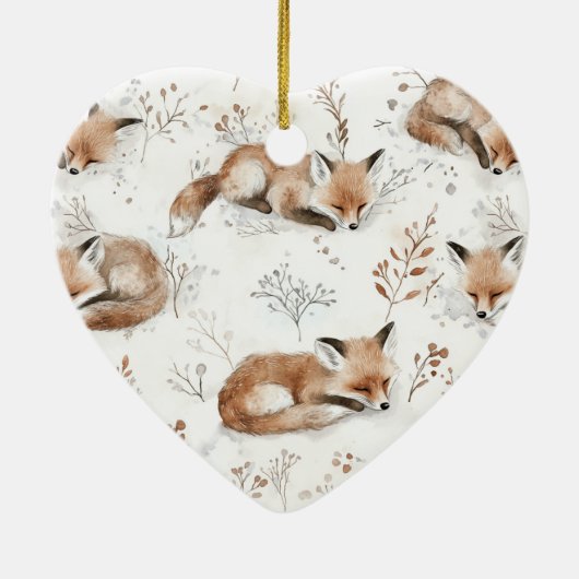 Sweet Fox Gold Ribbon Christmas Keramisch Ornament (Achterkant)