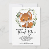 Sweet Fox Greenery Forest Baby shower Birthday Bedankkaart (Voorkant)