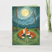 Sweet Fox Paar Sleeping Moon Forest Ik hou van je Kaart (Voorkant)