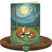 Sweet Fox Paar Sleeping Moon Forest Ik hou van je Kaart
