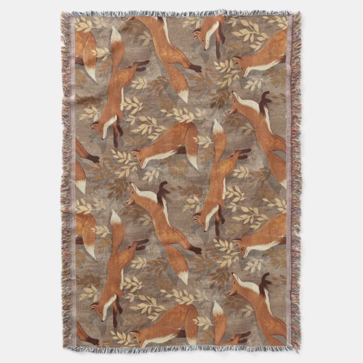 Sweet Fox Pattern in Herfst Neutrals Deken (Voorkant Verticaal)