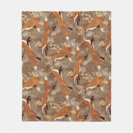 Sweet Fox Pattern in Herfst Neutrals Fleece Deken