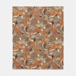Sweet Fox Pattern in Herfst Neutrals Fleece Deken