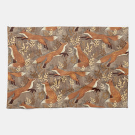 Sweet Fox Pattern in Herfst Neutrals Theedoek