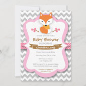 Sweet Fox Pink Baby shower Uitnodiging (Voorkant)