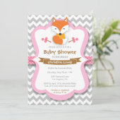 Sweet Fox Pink Baby shower Uitnodiging (Staand voorkant)