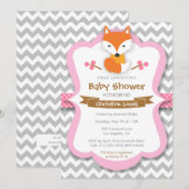 Sweet Fox Pink Baby shower Uitnodiging (Voorkant / Achterkant)