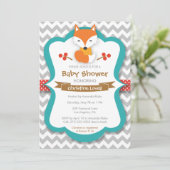 Sweet Fox Red & Turquoise Baby shower Uitnodiging (Staand voorkant)