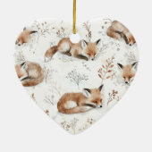 Sweet Fox Silver Ribbon Christmas Keramisch Ornament (Achterkant)