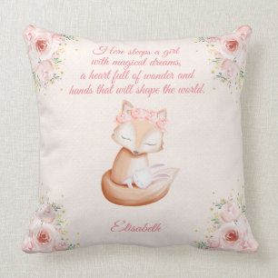 Sweet Fox Snuggling Bunny Personalized Nursery Kussen