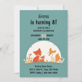 Sweet Foxes Birthday Invitation Card – Cute Woodla Feestdagenkaart