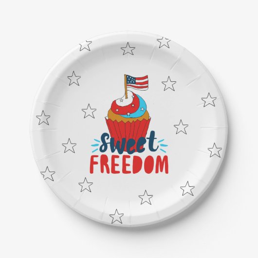 Sweet Freedom Cupcake 4 juli art. 4 juli Papieren Bordje (Voorkant)