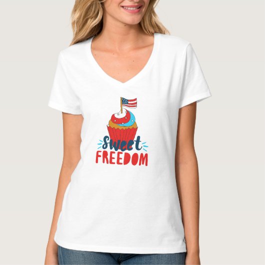 Sweet Freedom Cupcake 4 juli art. 4 juli T-shirt (Voorkant)