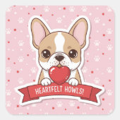 Sweet Frenchie Heart Ornament Sticker (Voorkant)