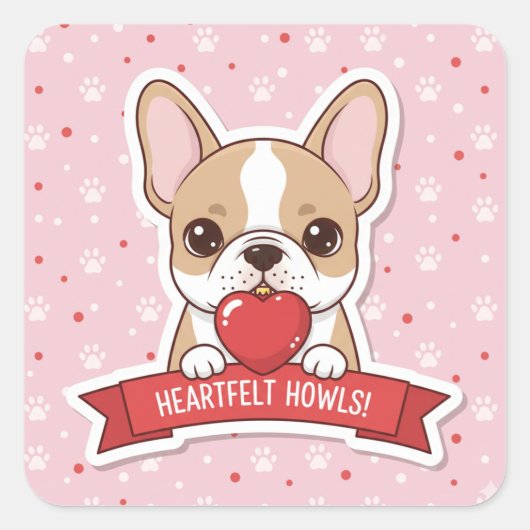 Sweet Frenchie Heart Ornament Sticker (Voorkant)