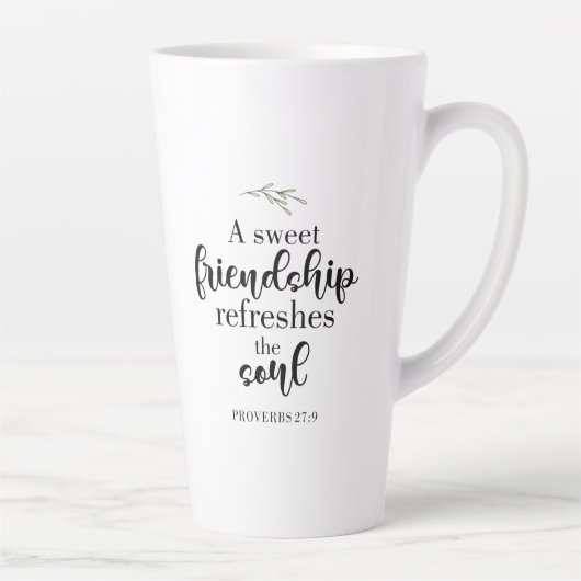Sweet Friendship Bible Verse Hand Lettering Quote Latte Mok (Rechts)