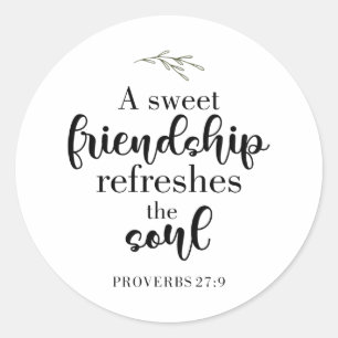 Sweet Friendship Bible Verse Hand Lettering Quote Ronde Sticker