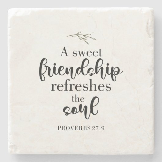 Sweet Friendship Bible Verse Hand Lettering Quote Stenen Onderzetter (Voorkant)