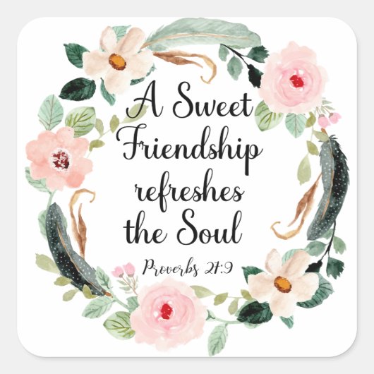 Sweet Friendship verfrist de Soul Floral Vierkante Sticker (Voorkant)