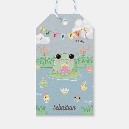 Sweet Frog Kid's Birthday Party Cadeaulabel (Voorkant)