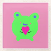 Sweet Frog met hart Glazen Onderzetter (Voorkant)