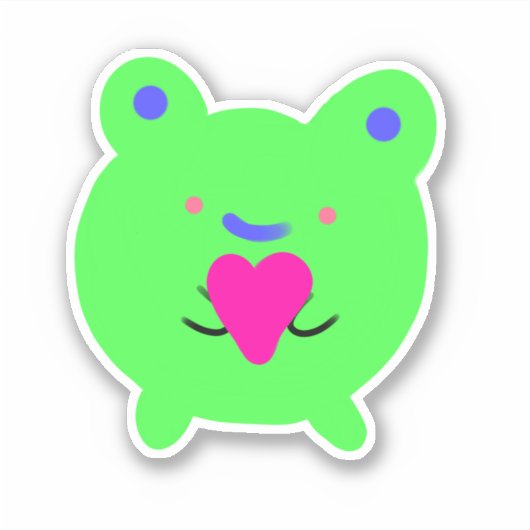 Sweet Frog met hart Sticker (Voorkant)